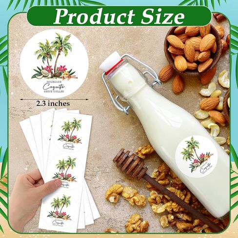 Fulmoon 100 PCS عيد الميلاد coquito تسميات للزجاجات 2.3 "ملصقات زجاجة coquito coquito تسميات مع رسم من شجرة نخيل جوز الهند لتوريد حفلة عيد الميلاد المنزل (جولة) in Saudi Arabia