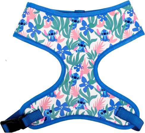 Disney Plastic Buckle Pet Harness, Lilo and Stitch Poses and Icons Scattered Blues Black, Fits 15" Neck and 18-29" Chest in Saudi Arabia