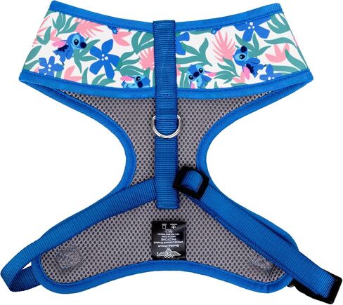 Disney Plastic Buckle Pet Harness, Lilo and Stitch Poses and Icons Scattered Blues Black, Fits 15" Neck and 18-29" Chest in Saudi Arabia
