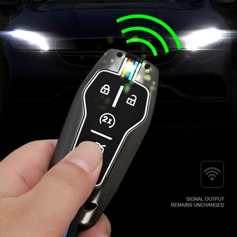 حافظات غطاء مفتاح السيارة من سبائك الزنك متوافقة مع Ford Edge Explorer F-150 F-250 Fusion Mondeo 5 أزرار مع شريط فلورسنت ثلاثي الألوان (غير لامع) in Kuwait