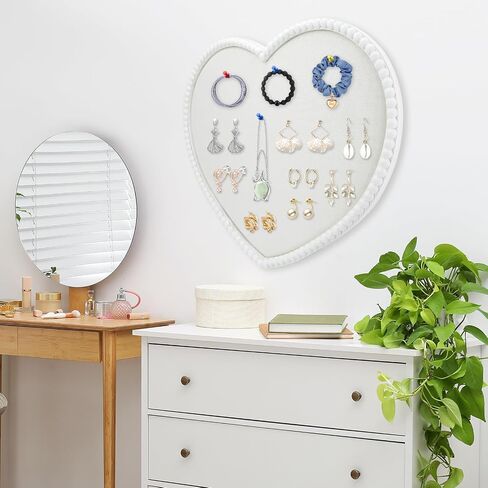 Round Vintage Cork Bulletin Board 25×23 Inch White Linen Farmhouse Decorative Girls Vision Board Bow Frame Corks Boards for Office Decor, Living Room or bedrooms Walls in Saudi Arabia