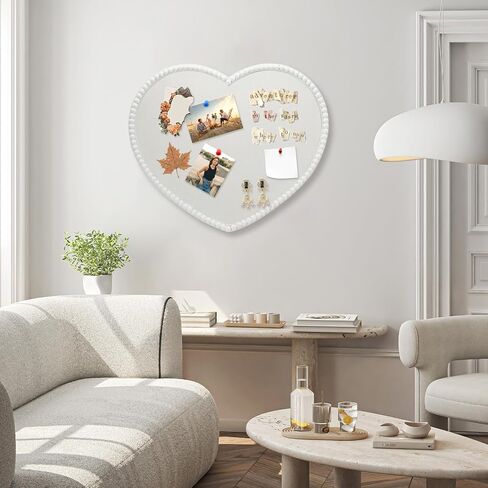 Round Vintage Cork Bulletin Board 25×23 Inch White Linen Farmhouse Decorative Girls Vision Board Bow Frame Corks Boards for Office Decor, Living Room or bedrooms Walls in Saudi Arabia