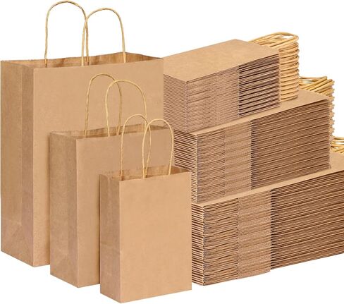 أكياس الورق السوداء 75pcs ذات الأحجام المتنوعة بأحجام متنوعة أكياس ورقية كرافت أكياس الهدايا بالتجزئة والبضائع والأعمال والتسوق والتسوق in Kuwait