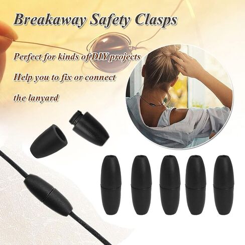 Breakaway Clasps for Necklaces, Plastic Bead Barrel Connectors 30 Sets Black Breakaway Safety Clasps for 2.5mm Lanyards Perfect DIY Craft Accessories for Jewelry Making (White) in Saudi Arabia