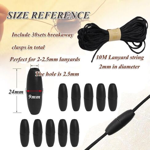 Breakaway Clasps for Necklaces, Plastic Bead Barrel Connectors 30 Sets Black Breakaway Safety Clasps for 2.5mm Lanyards Perfect DIY Craft Accessories for Jewelry Making (White) in Saudi Arabia