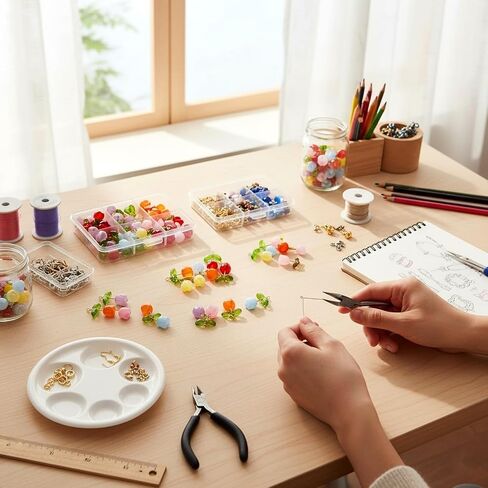 Logofun 200 PCS Tulip Flower Beads Glass Practelet Beads Colorful Clatectly Crystal Classy Lourdes for DIY Morn in Saudi Arabia