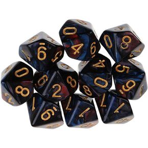 10pcs polyhedral dice d10 dice 16mm acrylic 10 swide dice dice dice for rpg mtg dnd dice table games (شفاف أحمر) in Kuwait