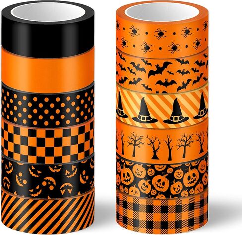 Whaline 12 Rolls Halloween Washi Tape Pink Halloween Pumpkin Ghost Flower Prints Tapking 15mm Cuper Tapeen Tape Sticker for Scrapbook Journal DIY Art Craft Glapp in Saudi Arabia