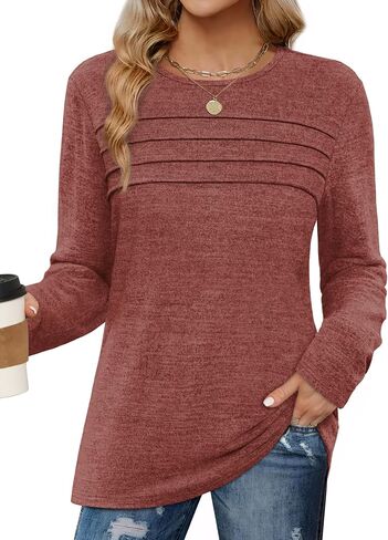WIHOLL Long Sleeve Shirts for Women Tunic Tops Fall Sweaters Fashion 2025 Winter Clothing Sweater in Kuwait