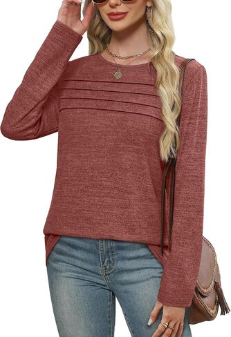 WIHOLL Long Sleeve Shirts for Women Tunic Tops Fall Sweaters Fashion 2025 Winter Clothing Sweater in Kuwait