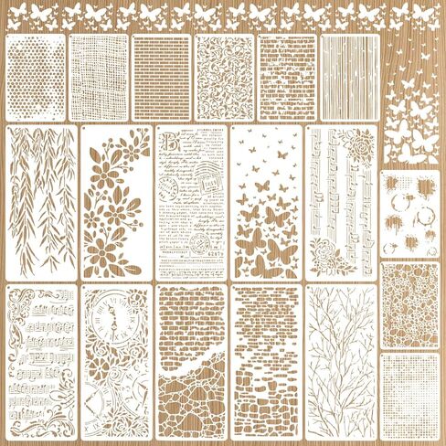 18Pcs Wildflower Stencils, 6 x 3 Inch Flower Leaves Plants Stencils Templates for Painting, Reusable Leaf Painting Templates Stencils for Painting on Wood Wall Canvas Home Decor in Kuwait