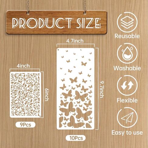 18Pcs Wildflower Stencils, 6 x 3 Inch Flower Leaves Plants Stencils Templates for Painting, Reusable Leaf Painting Templates Stencils for Painting on Wood Wall Canvas Home Decor in Kuwait