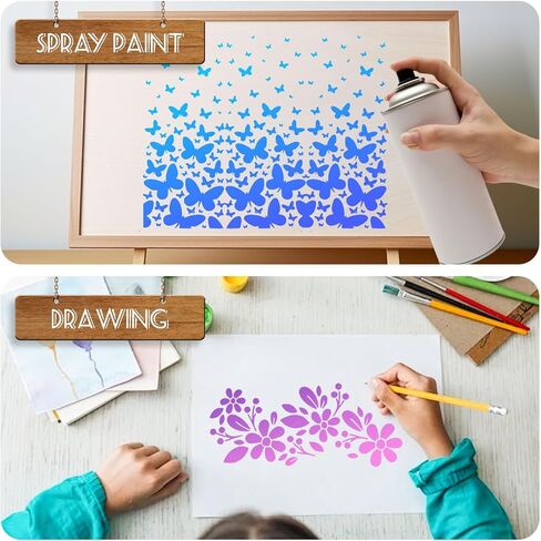 18Pcs Wildflower Stencils, 6 x 3 Inch Flower Leaves Plants Stencils Templates for Painting, Reusable Leaf Painting Templates Stencils for Painting on Wood Wall Canvas Home Decor in Kuwait