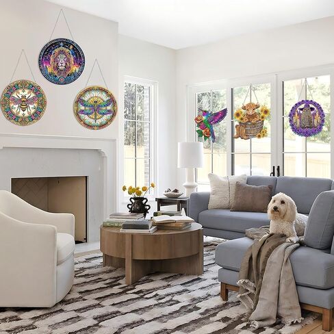 Vaiieyyo Butterfly Diamond Painting Hanging Ornament ، Sunflower Double Window Window Kit مع سلسلة ، 7.5 × 7.5 بوصة Crystal Prendant Art Craft للهدية جدار منزلي تزيين الباب الأمامي in Saudi Arabia