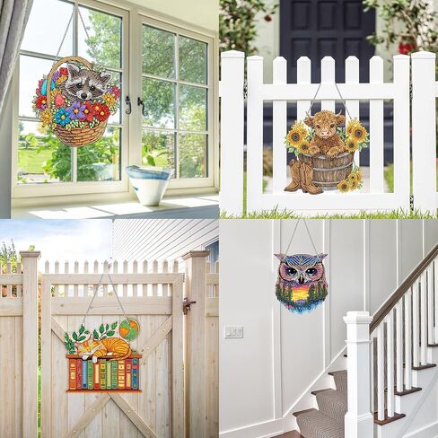 Vaiieyyo Butterfly Diamond Painting Hanging Ornament ، Sunflower Double Window Window Kit مع سلسلة ، 7.5 × 7.5 بوصة Crystal Prendant Art Craft للهدية جدار منزلي تزيين الباب الأمامي in Saudi Arabia