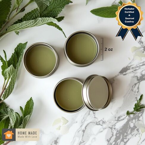 DNA Organics Comfrey Salve – Herbal Balm for Muscles, Knees & Joints – Organic, Handcrafted, Slow Infused, No Fillers – Scent-Free – for Dry Skin & Post-Workout Care – 4oz in Saudi Arabia