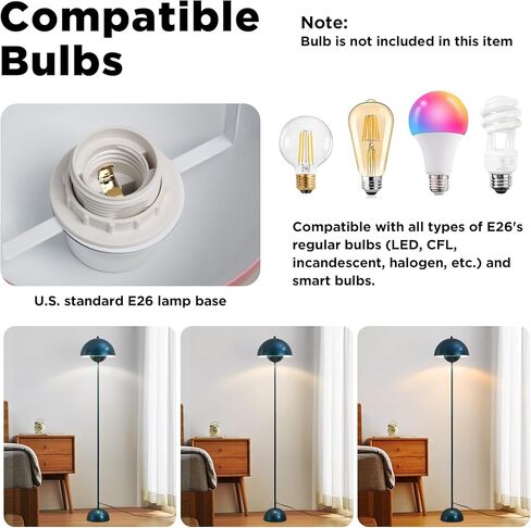 Sunllok Red LED LED LAMP لغرفة المعيشة ، قبة معدنية صناعية ، مصباح طاولة أرضية واقف مع مفتاح القدم ، وإضاءة الأرضية الحديثة لجزيرة المطبخ ، وغرفة نوم ، ومطعم in Kuwait