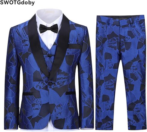 Swotgdoby Boys Suits 3 Piece Slim Fit Kids Tuxedo Suits for Boys Italial Dress Blazer Stack in Kuwait