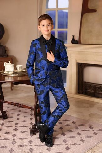 Swotgdoby Boys Suits 3 Piece Slim Fit Kids Tuxedo Suits for Boys Italial Dress Blazer Stack in Kuwait