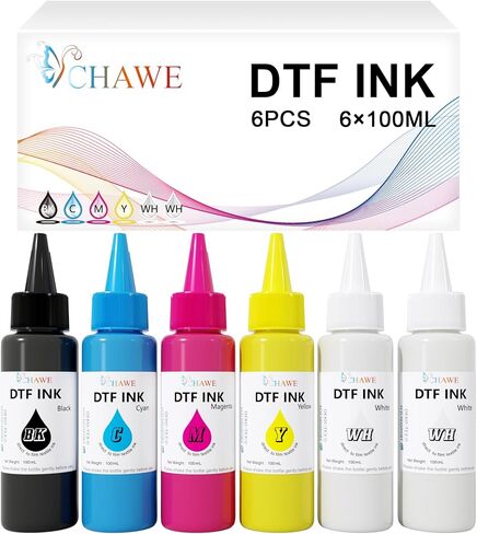 حبر DTF-حبر نقل DTF 600 مل من فيلم PET Film ، حبر إعادة الملء لطابعة DTF EPSON ET-8550 ET-8500 XP-15000 L1800 R1390 R2400 DX5 ، طباعة نقل الحرارة مباشرة إلى الفيلم (100 مل × 6 ، 2W+CMYK) in Saudi Arabia