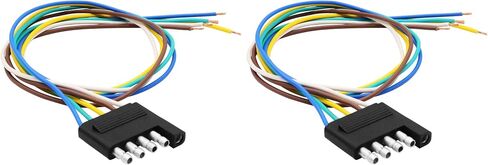 5 Way Flat Trailer Wiring Harness Plug,22 inch 18AWG Extension Cable Connector Socket,5 Pin Male Connector Trailer Wiring for Car Trailer RV Truck Boat O-075 in Kuwait