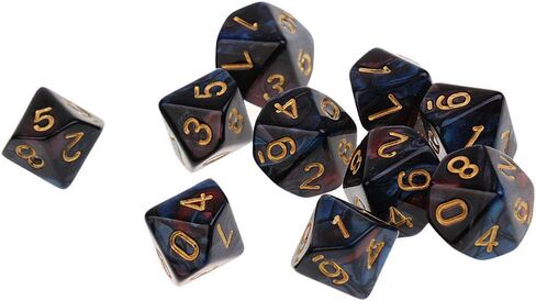 10pcs polyhedral dice d10 dice 16mm acrylic 10 swide dice dice dice for rpg mtg dnd dice table games (شفاف أحمر) in Kuwait
