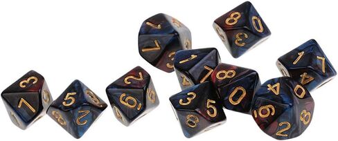 10pcs polyhedral dice d10 dice 16mm acrylic 10 swide dice dice dice for rpg mtg dnd dice table games (شفاف أحمر) in Kuwait