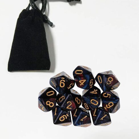 10pcs polyhedral dice d10 dice 16mm acrylic 10 swide dice dice dice for rpg mtg dnd dice table games (شفاف أحمر) in Kuwait