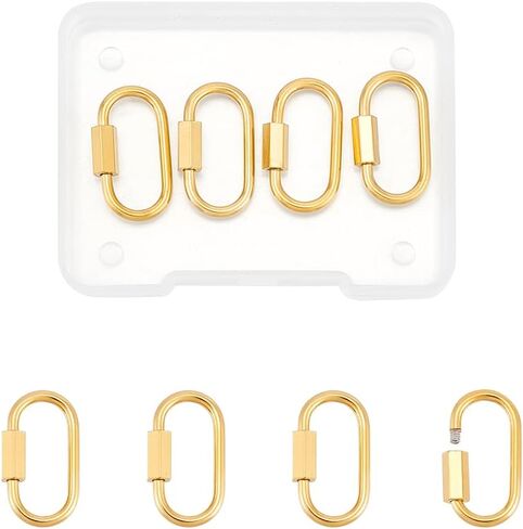 UNICRAFTALE 6Pcs 3 Colors Oval Screw Carabiner Lock 21/26mm Long Stainless Steel Screw Locking Keychain Carabiner Clasp Metal Keychain Clip Hook Quick Link for Jewelry Making Handbag DIY Accessory in Saudi Arabia