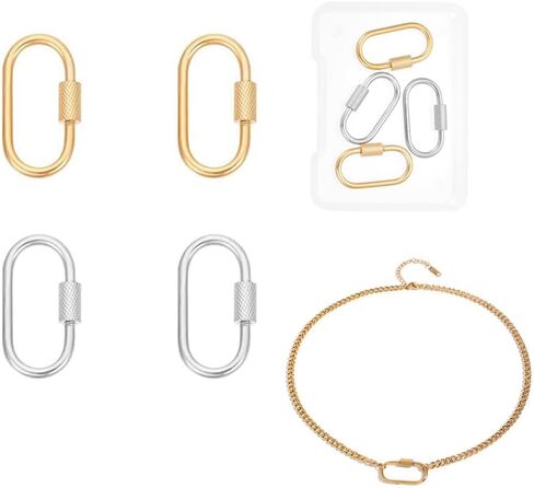 UNICRAFTALE 6Pcs 3 Colors Oval Screw Carabiner Lock 21/26mm Long Stainless Steel Screw Locking Keychain Carabiner Clasp Metal Keychain Clip Hook Quick Link for Jewelry Making Handbag DIY Accessory in Saudi Arabia