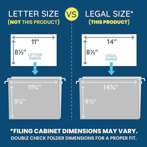 25 Blue Summit Supplies Yellow Legal Size Hanging File Folders - Durable 11pt Paper, Hanging Legal File Folders Yellow with Plastic Tabs and Inserts, Legal Size Filing, Hanging Legal Size File Folders in Saudi Arabia