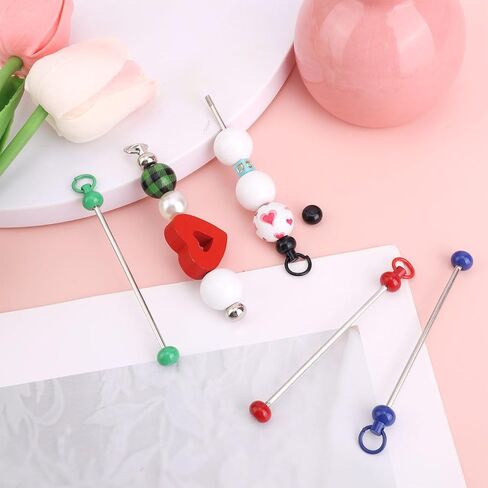 50pcs Blank Beadable Keychain Bars, Metal DIY Bead Keychain Bar Charms Eady Detachable Key Chain Making Accessories for Craft Project Pendant in Saudi Arabia