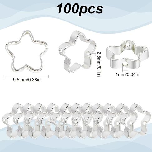 1 Box 100Pcs 9.5mm Silver Frame Beads Hollow Bead Frame Star with Double Holes Small Brass Rack Plating Gold Charms Frames Links Connectors for Jewelry Making Bracelets Beading DIY Crafts in Saudi Arabia
