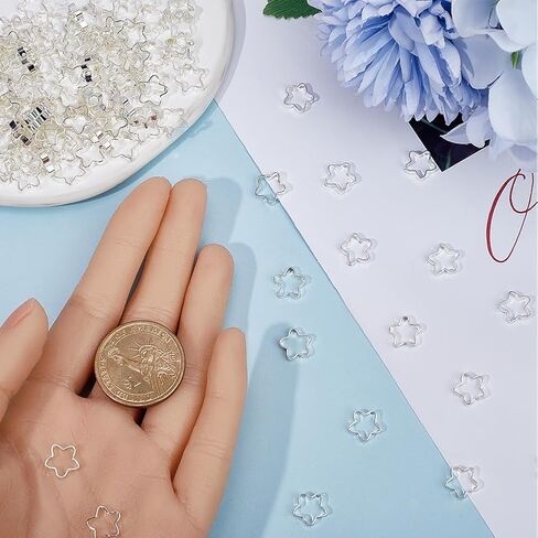1 Box 100Pcs 9.5mm Silver Frame Beads Hollow Bead Frame Star with Double Holes Small Brass Rack Plating Gold Charms Frames Links Connectors for Jewelry Making Bracelets Beading DIY Crafts in Saudi Arabia
