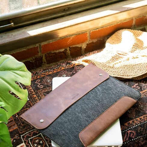 Megagear أصلي من الجلد وصوف MacBook Bag Bag Sleeve لـ MacBook Pro و MacBook Air Case 14 بوصة - 13 بوصة (M4 ، M3 ، M2 ، M2 ، M1 ، Pro ، أقصى) in Kuwait