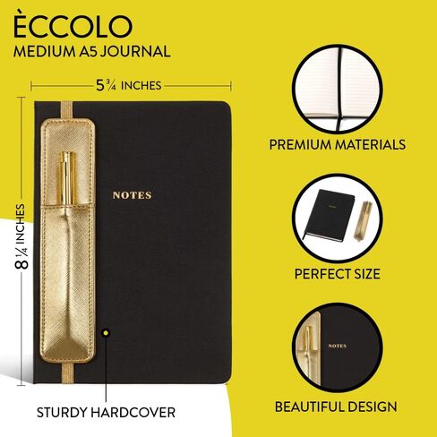 Eccolo Medium Lined Journal Notebook, Flexible Cover, A5 Writing Journal, 256 Ruled Ivory Pages, Ribbon Bookmark, Lay Flat, Notebook for Work or School, Palms (Green, 5.75-x-8.25 inches) in Kuwait