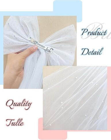 Bride Veil 32 "White Wiht Pearl for Bachelorette Party ، Pach Party Favors Favors ، حجاب الزفاف الأبيض ، العروس لتكون هدية in Kuwait