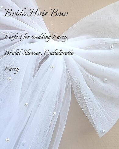 Bride Veil 32 "White Wiht Pearl for Bachelorette Party ، Pach Party Favors Favors ، حجاب الزفاف الأبيض ، العروس لتكون هدية in Kuwait