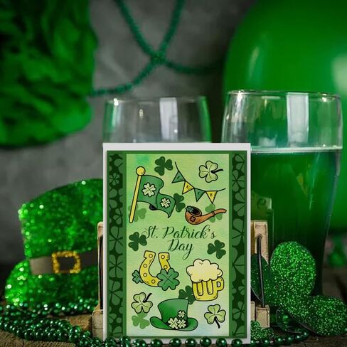 GLOBLELAND St. Patrick's Day Flower Garland Clear Stamps Gold Hat Barrel Silicone Clear Stamp Seals Boots Transparent Stamps for DIY Scrapbooking Cards Making Photo Album Journal in Saudi Arabia