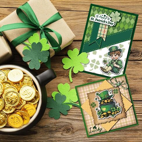 GLOBLELAND St. Patrick's Day Flower Garland Clear Stamps Gold Hat Barrel Silicone Clear Stamp Seals Boots Transparent Stamps for DIY Scrapbooking Cards Making Photo Album Journal in Saudi Arabia
