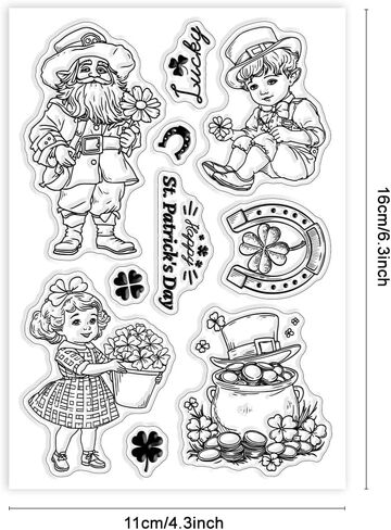 GLOBLELAND St. Patrick's Day Flower Garland Clear Stamps Gold Hat Barrel Silicone Clear Stamp Seals Boots Transparent Stamps for DIY Scrapbooking Cards Making Photo Album Journal in Saudi Arabia