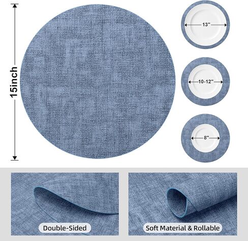 Reversible PVC Woven Placemats - Set of 4, Waterproof Vinyl Kitchen Dining Table Mats - Heat, Stain Resistant, Easy to Clean Wipeable Plastic Place Mats, Gold & White 18 x 12 Inch in Kuwait