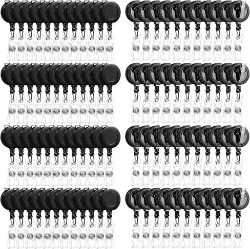150 Pcs Black Retractable Badge Reels Bulk Holders Reels Clip with Alligator Swivel Clip by Specialist ID for School Office Supplies in Saudi Arabia