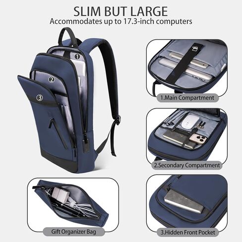 Backpack for Men Lightweight Business Laptop Backpack for 15.6 Inch Computer Bag Slim Anti-Theft Backpack for Commuting Work Office College Travel (with a Small Bag) in Saudi Arabia