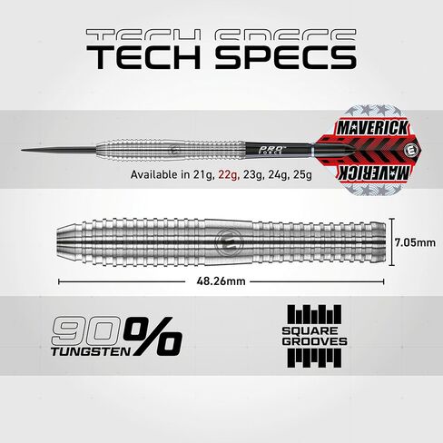 Winmau Maverick 21 Gram Professional Steeltip Tungsten Darts Set with Flights and Stems (Shafts) in Saudi Arabia
