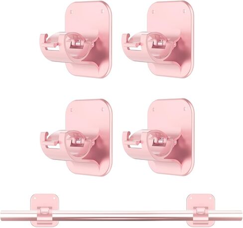 Curtain Rods No Drilling for Windows,4pcs Self Adhesive No Drill Curtain Rod Brackets,Universal 3 Way Install Methods Curtain Rod Holders for Dorm Apartment Kitchen Bedroom Home Bathroom and Hotel in Kuwait