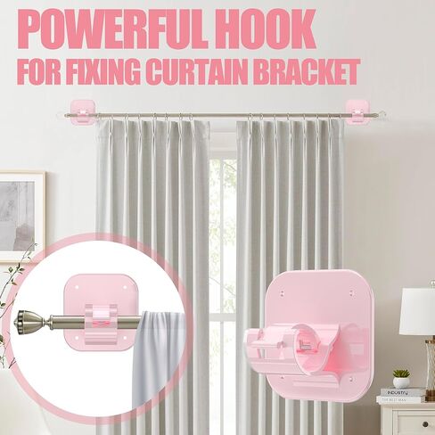 Curtain Rods No Drilling for Windows,4pcs Self Adhesive No Drill Curtain Rod Brackets,Universal 3 Way Install Methods Curtain Rod Holders for Dorm Apartment Kitchen Bedroom Home Bathroom and Hotel in Kuwait
