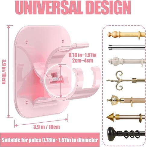 Curtain Rods No Drilling for Windows,4pcs Self Adhesive No Drill Curtain Rod Brackets,Universal 3 Way Install Methods Curtain Rod Holders for Dorm Apartment Kitchen Bedroom Home Bathroom and Hotel in Kuwait