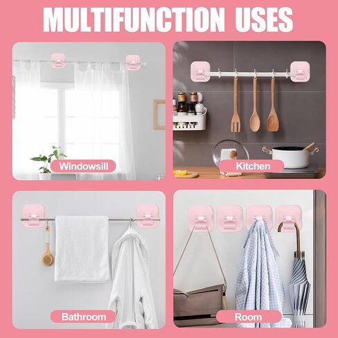 Curtain Rods No Drilling for Windows,4pcs Self Adhesive No Drill Curtain Rod Brackets,Universal 3 Way Install Methods Curtain Rod Holders for Dorm Apartment Kitchen Bedroom Home Bathroom and Hotel in Kuwait