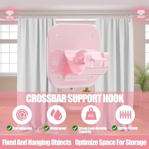Curtain Rods No Drilling for Windows,4pcs Self Adhesive No Drill Curtain Rod Brackets,Universal 3 Way Install Methods Curtain Rod Holders for Dorm Apartment Kitchen Bedroom Home Bathroom and Hotel in Kuwait